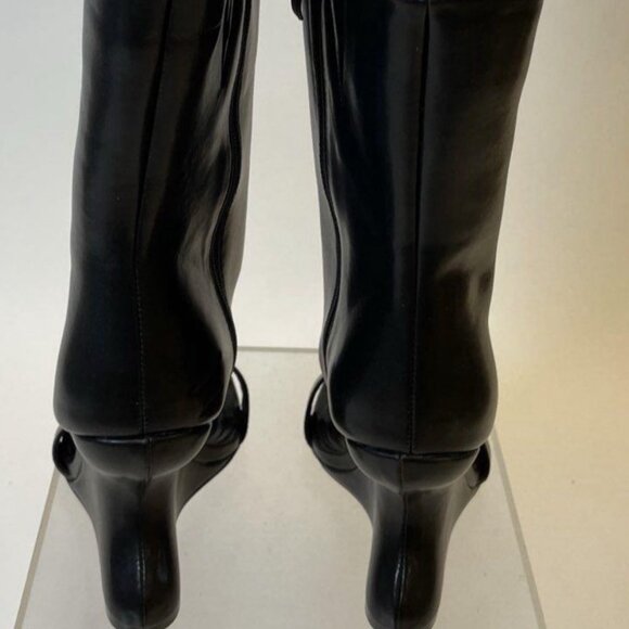 Azalea Wang Dippin Dot Sandal Boot – Black Stretch, Sculptural Heel, Size 8.5 - Picture 5 of 11